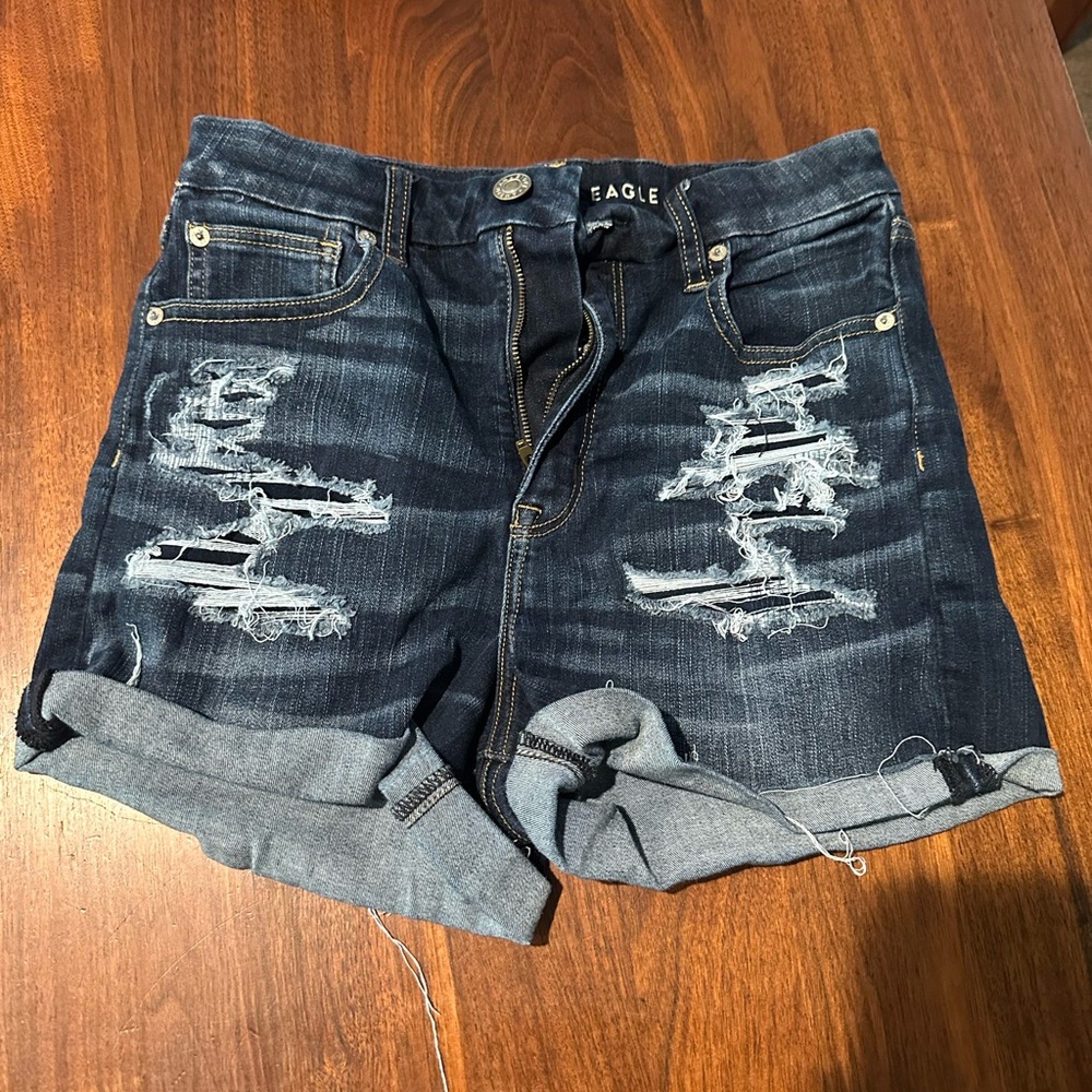 Women's Distressed Blue Denim Shorts